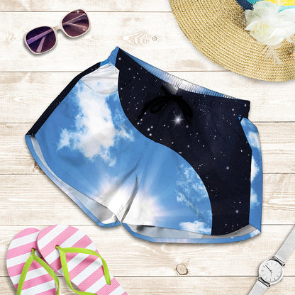 Sky And Space Yin Yang Print Women's Shorts