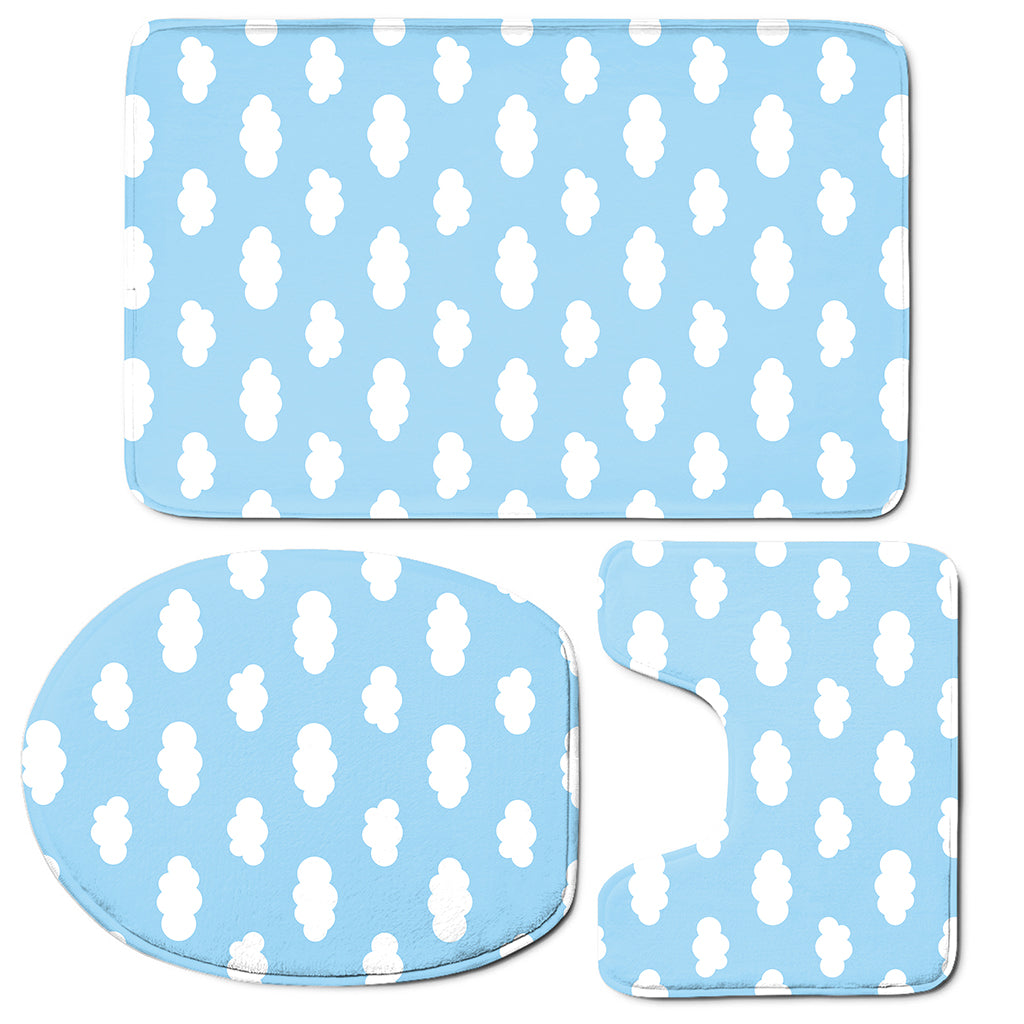 Sky Cloud Pattern Print 3 Piece Bath Mat Set