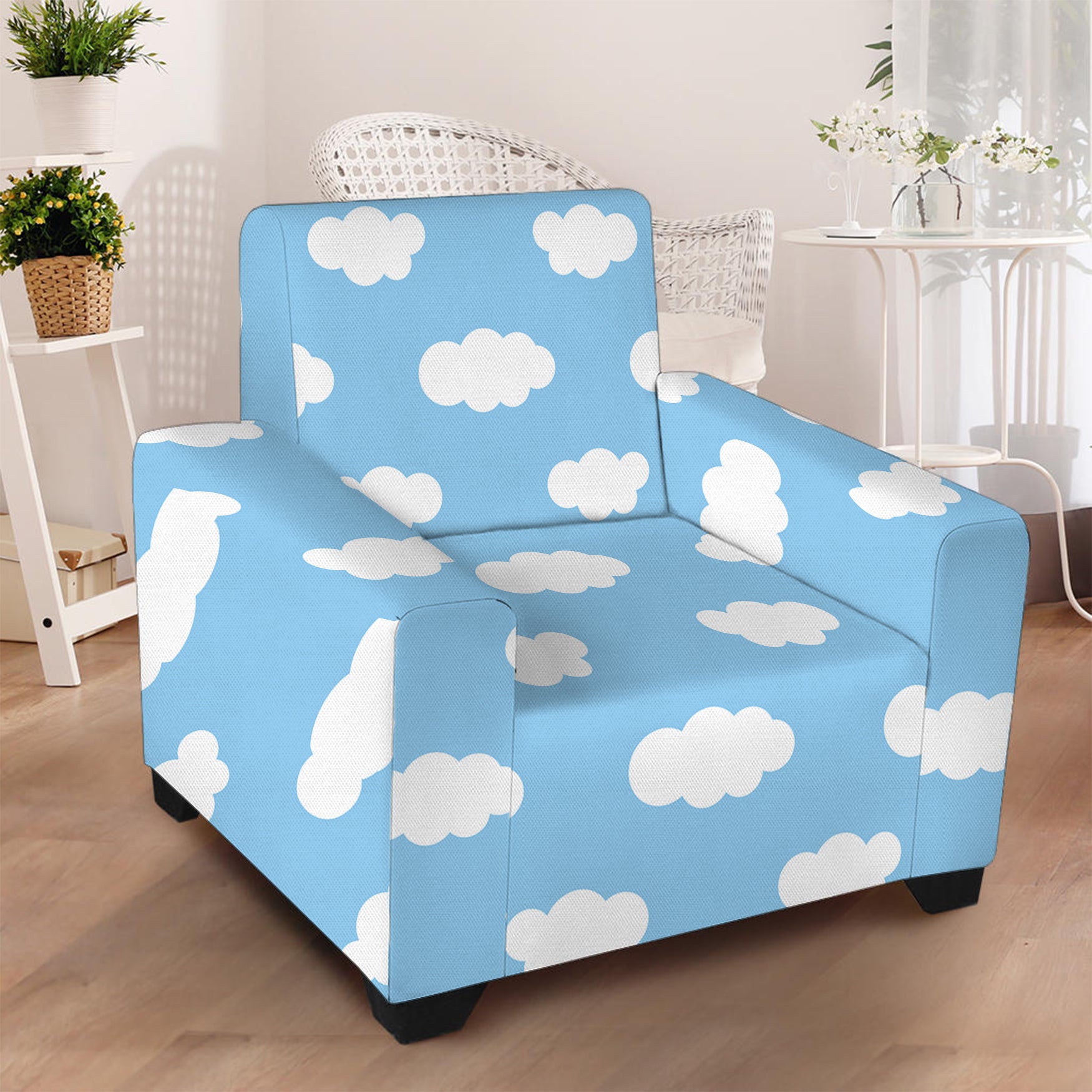 Sky Cloud Pattern Print Armchair Slipcover