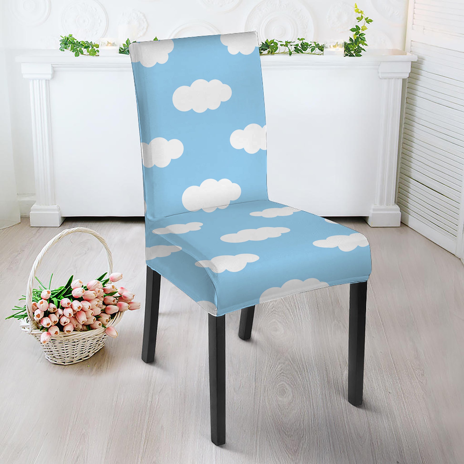 Sky Cloud Pattern Print Dining Chair Slipcover