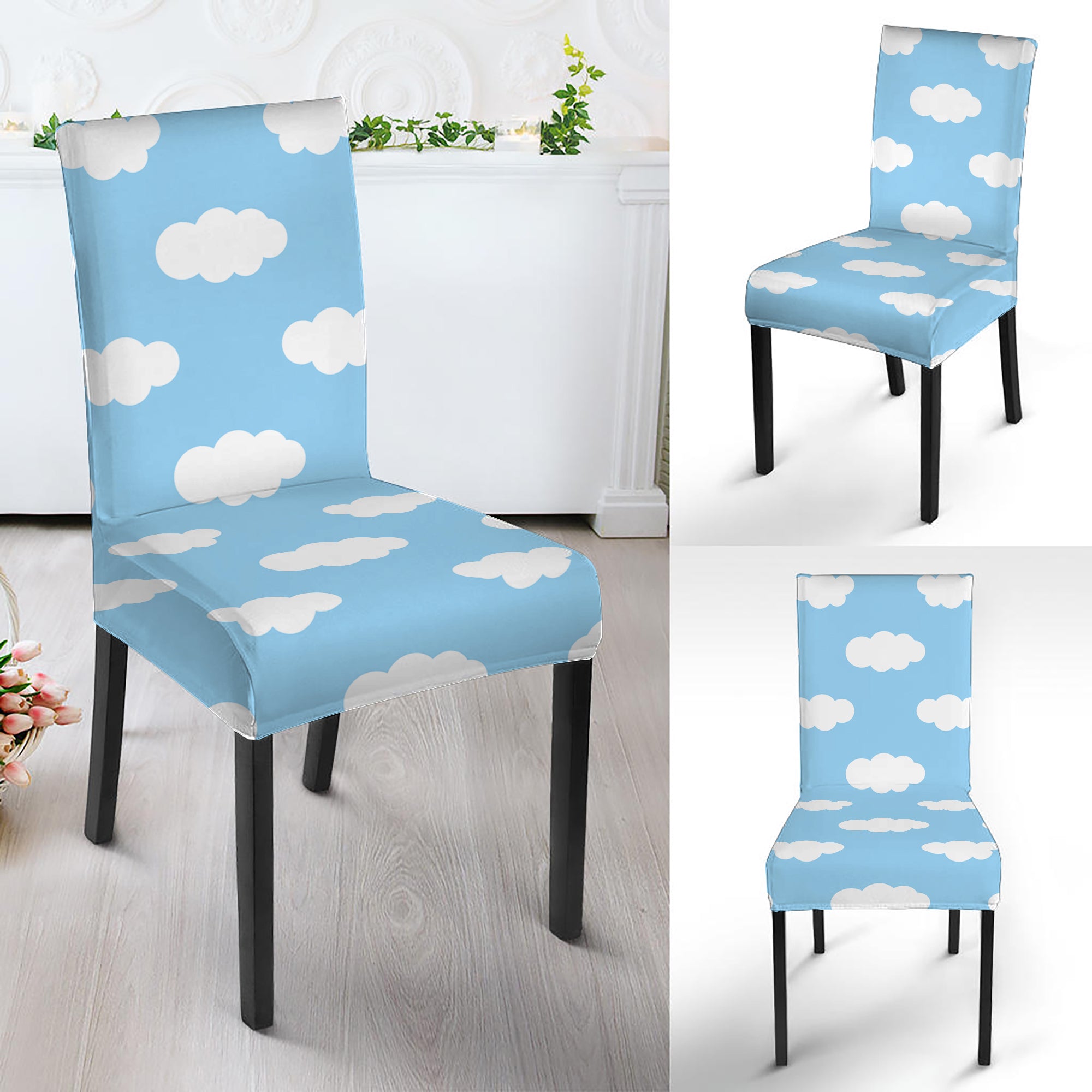 Sky Cloud Pattern Print Dining Chair Slipcover