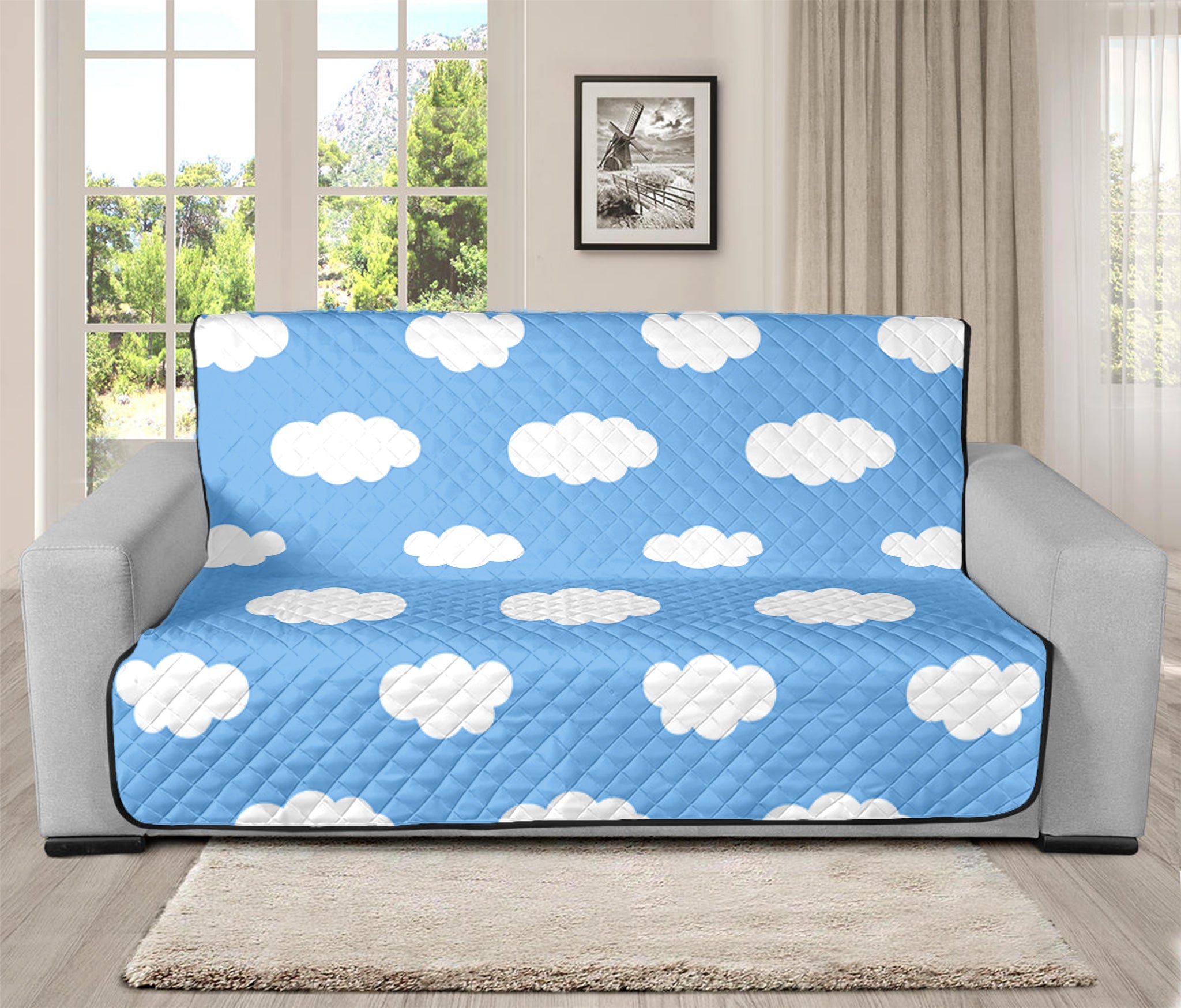 Sky Cloud Pattern Print Futon Protector