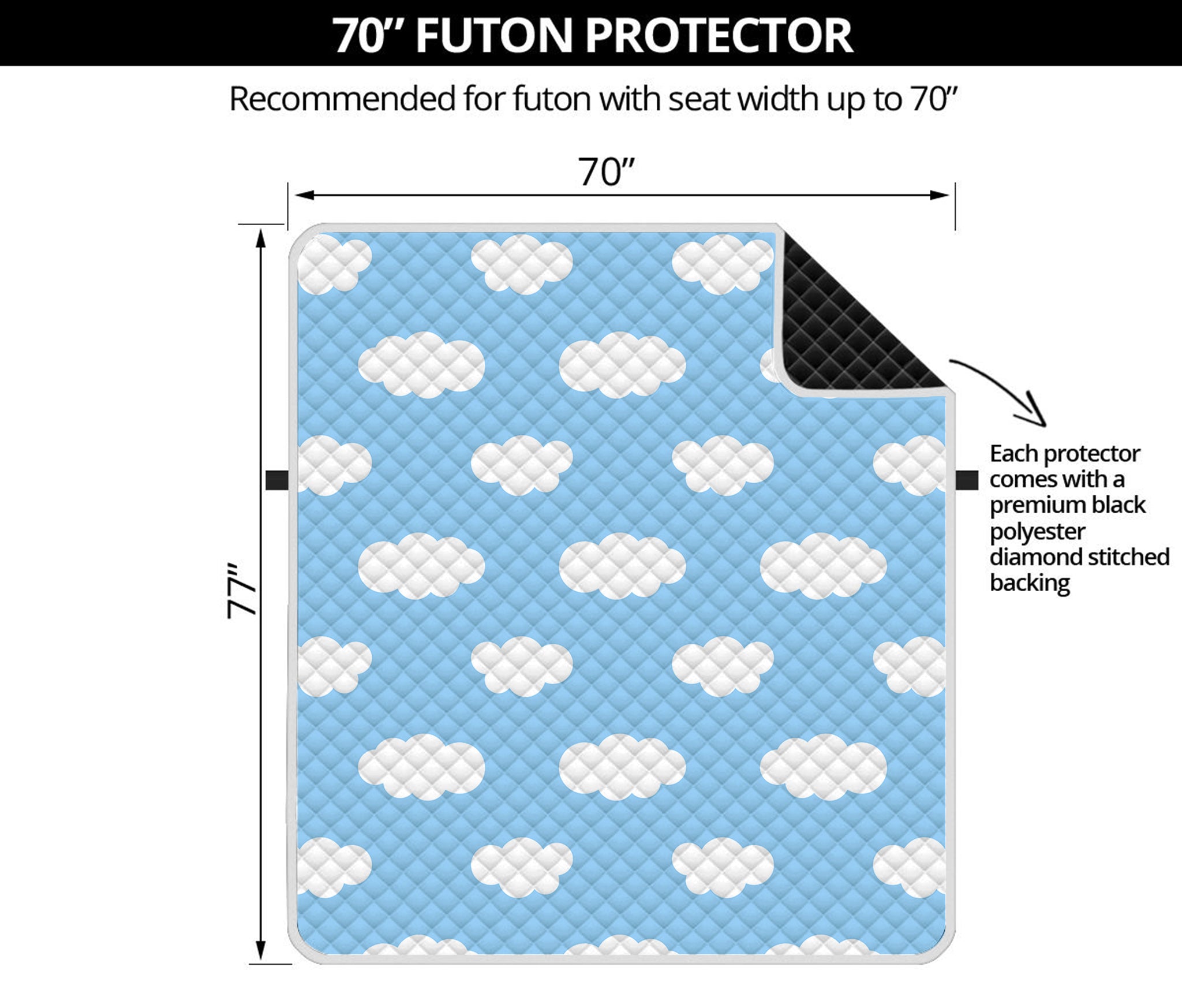 Sky Cloud Pattern Print Futon Protector