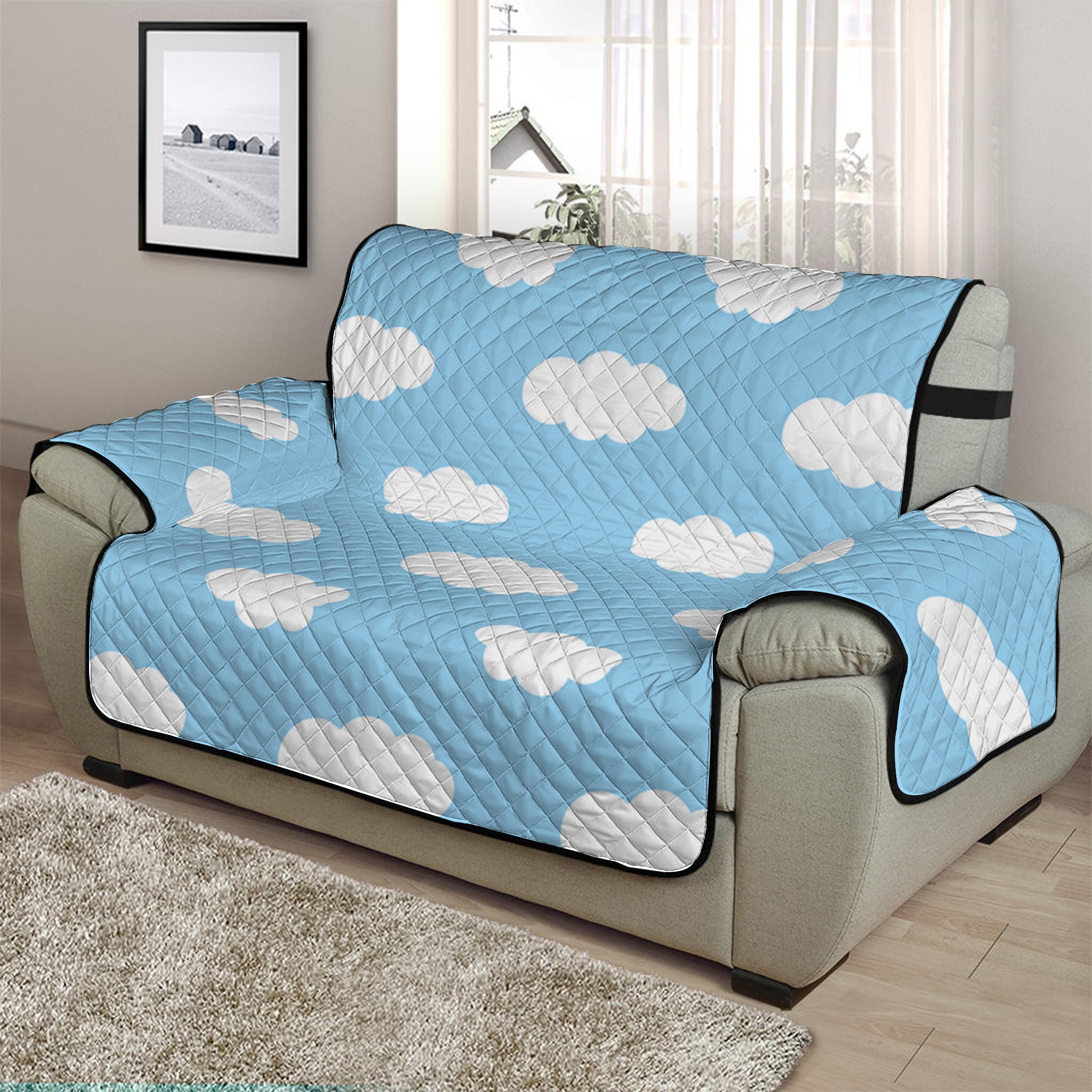 Sky Cloud Pattern Print Half Sofa Protector