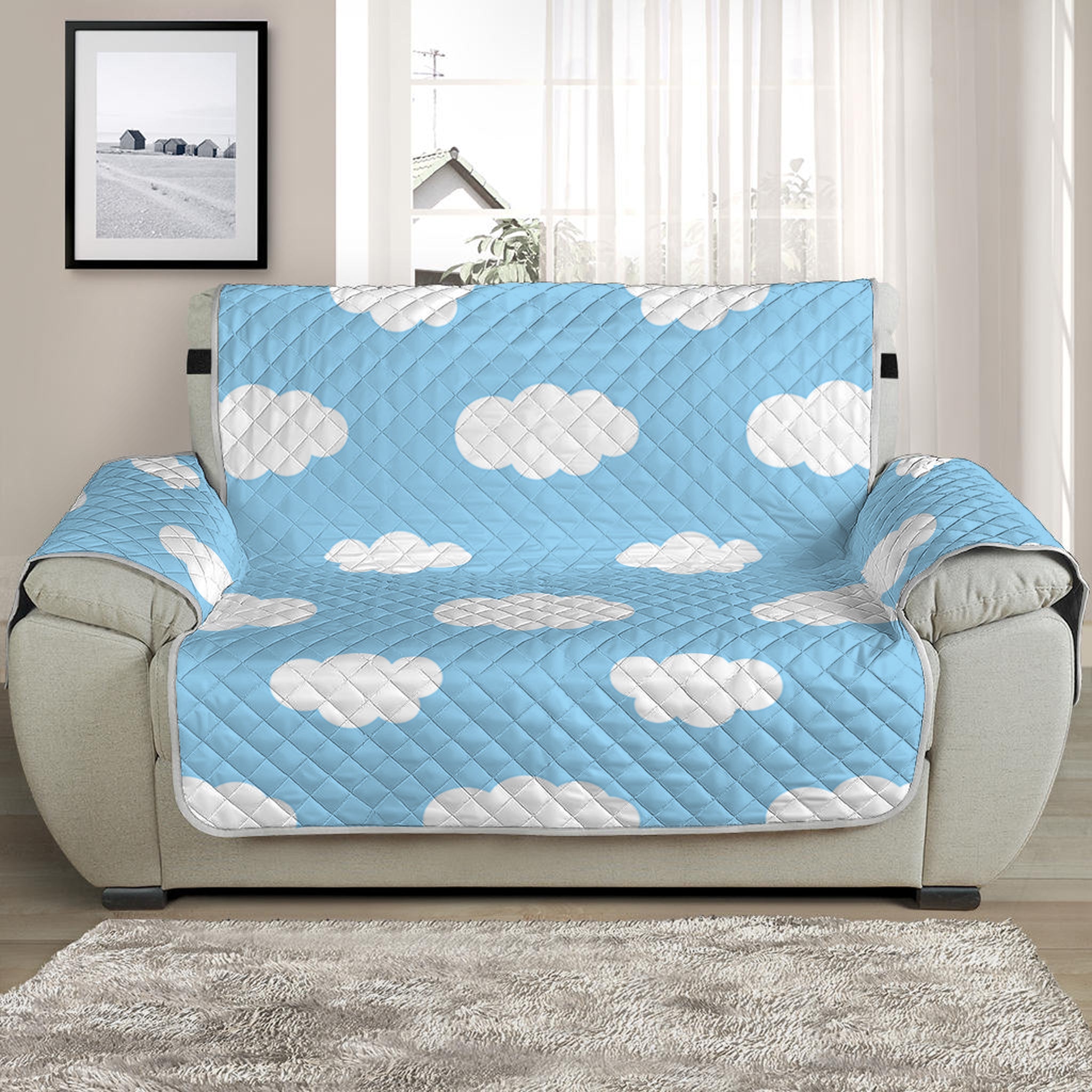 Sky Cloud Pattern Print Half Sofa Protector