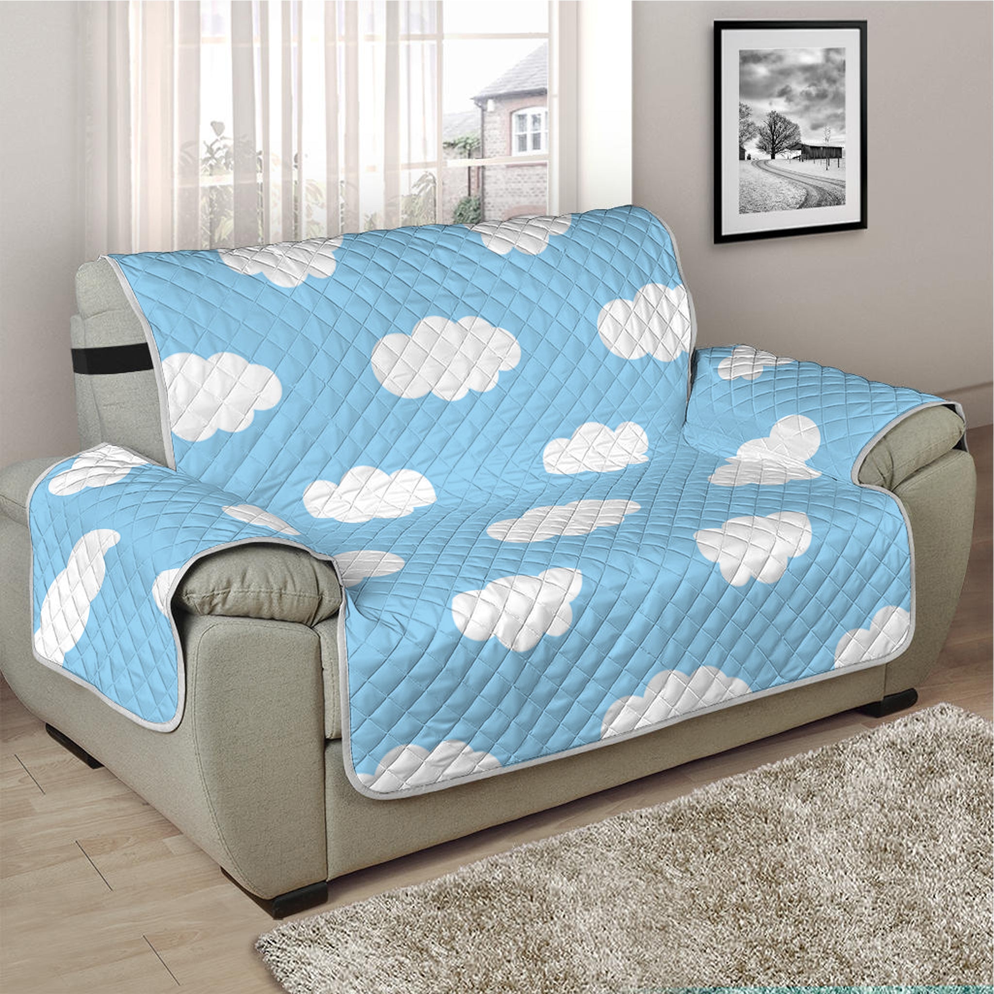 Sky Cloud Pattern Print Half Sofa Protector