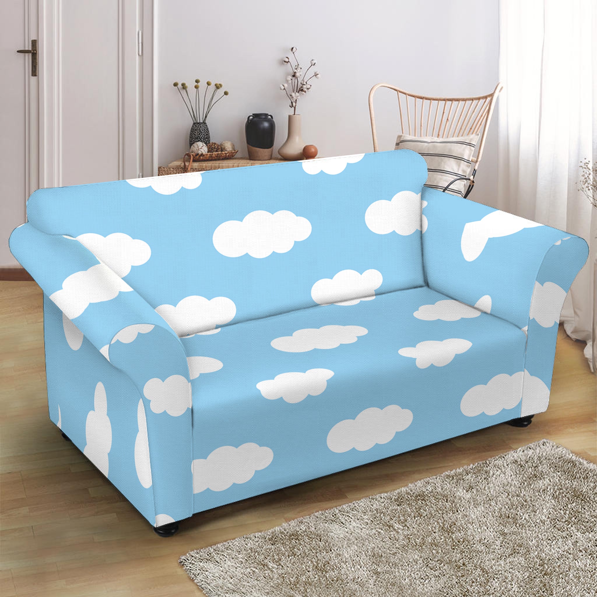 Sky Cloud Pattern Print Loveseat Slipcover