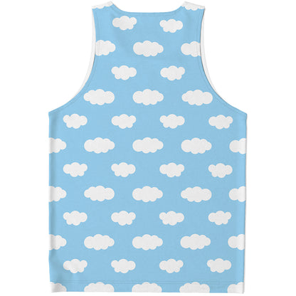 Sky Cloud Pattern Print Men's Tank Top