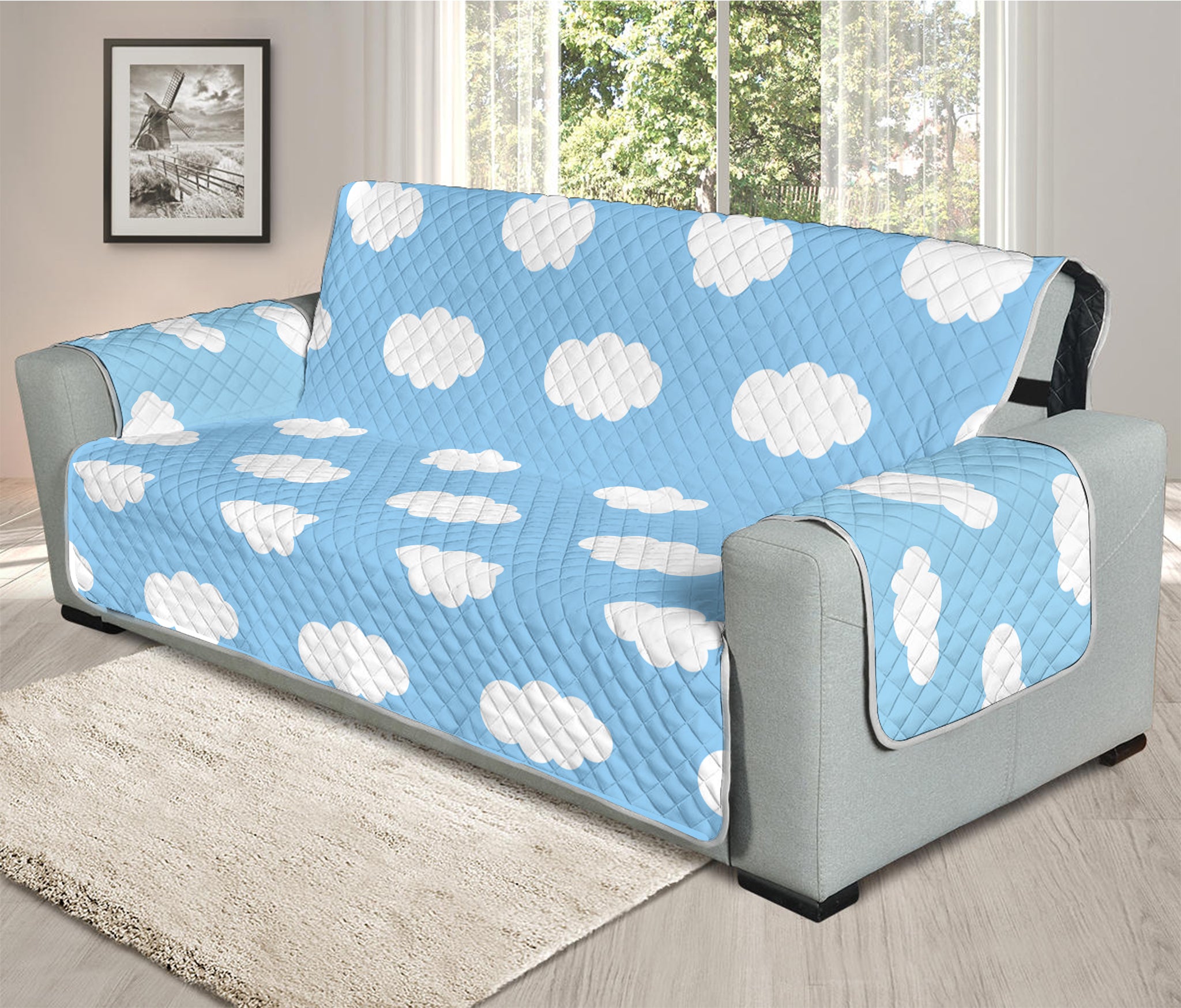 Sky Cloud Pattern Print Oversized Sofa Protector