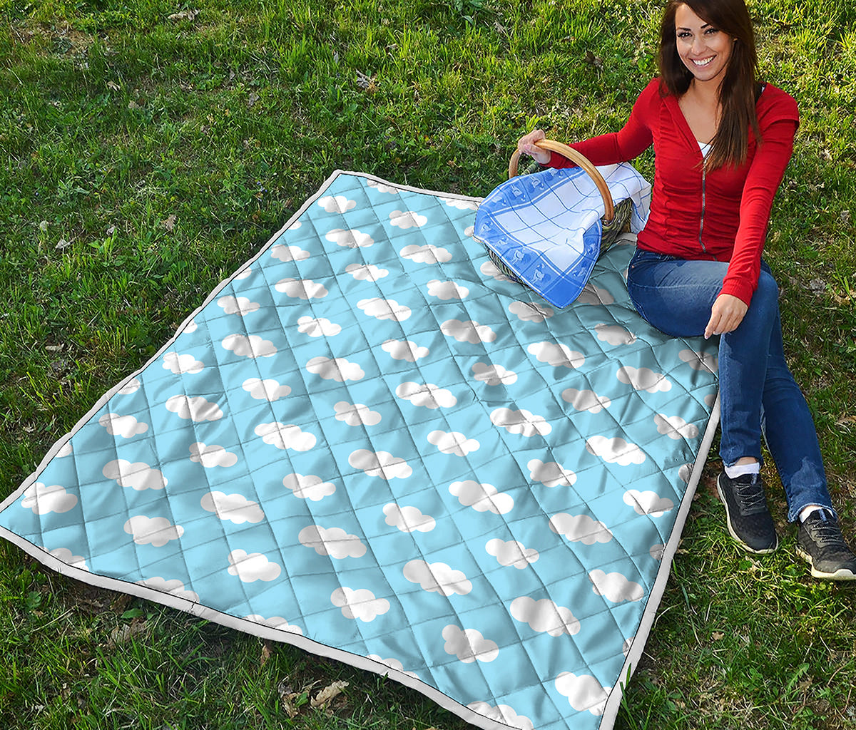 Sky Cloud Pattern Print Quilt