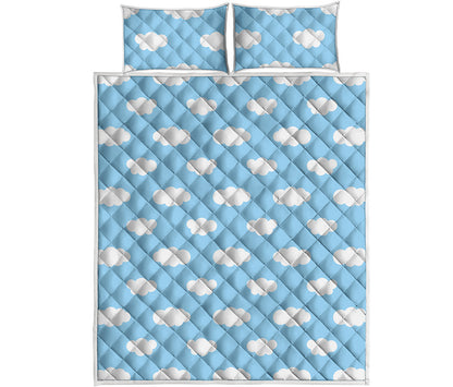 Sky Cloud Pattern Print Quilt Bed Set