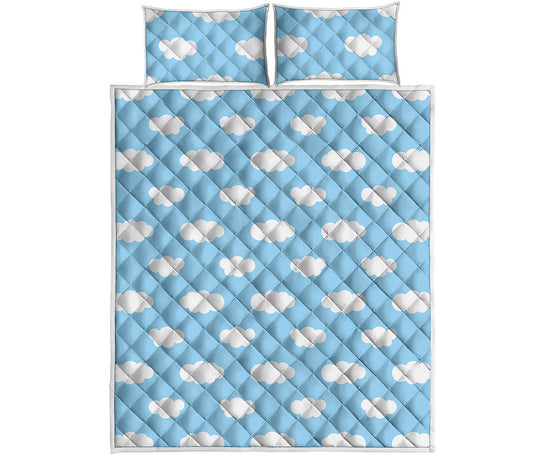 Sky Cloud Pattern Print Quilt Bed Set