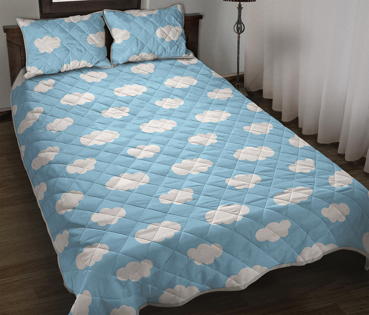 Sky Cloud Pattern Print Quilt Bed Set