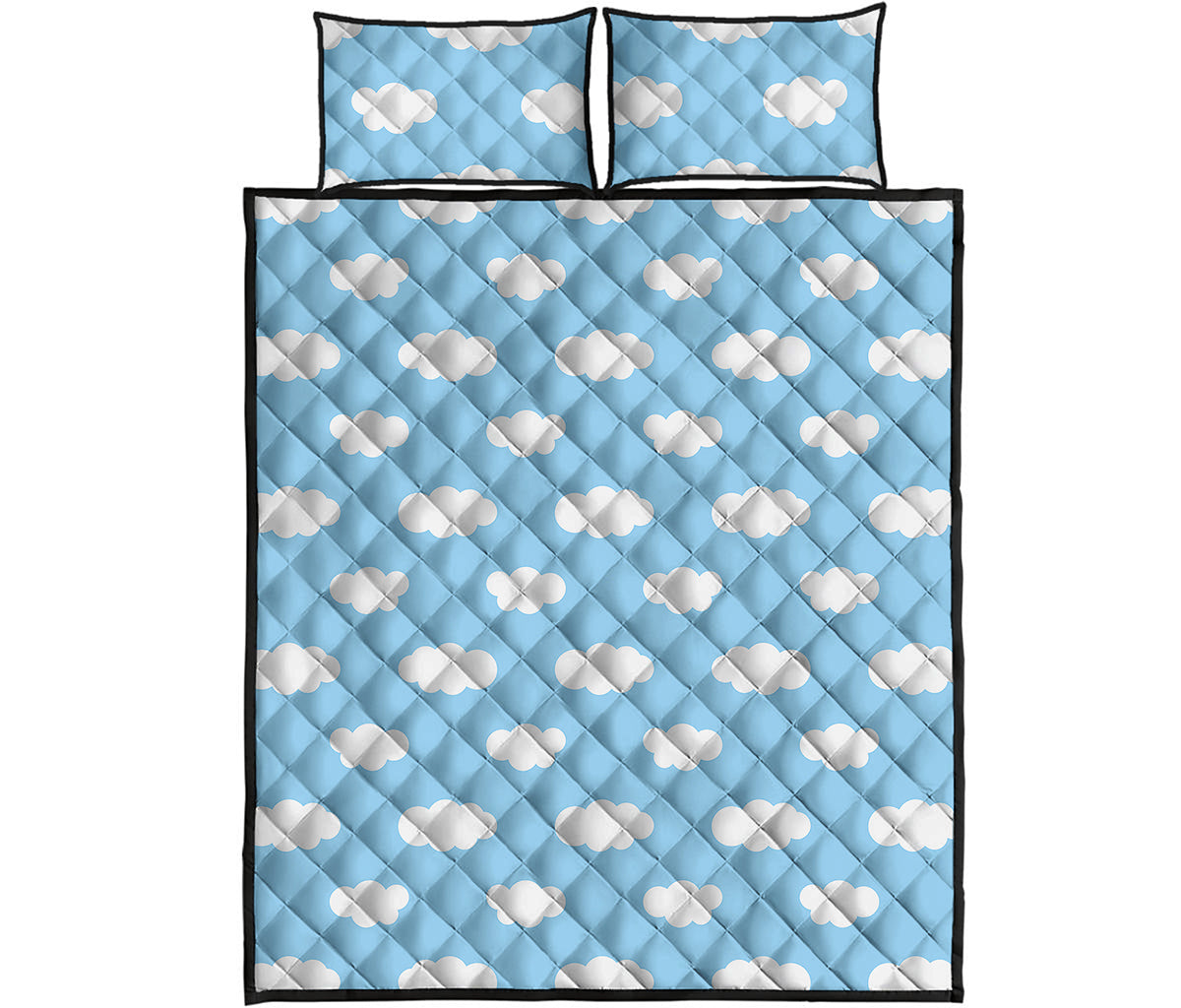 Sky Cloud Pattern Print Quilt Bed Set