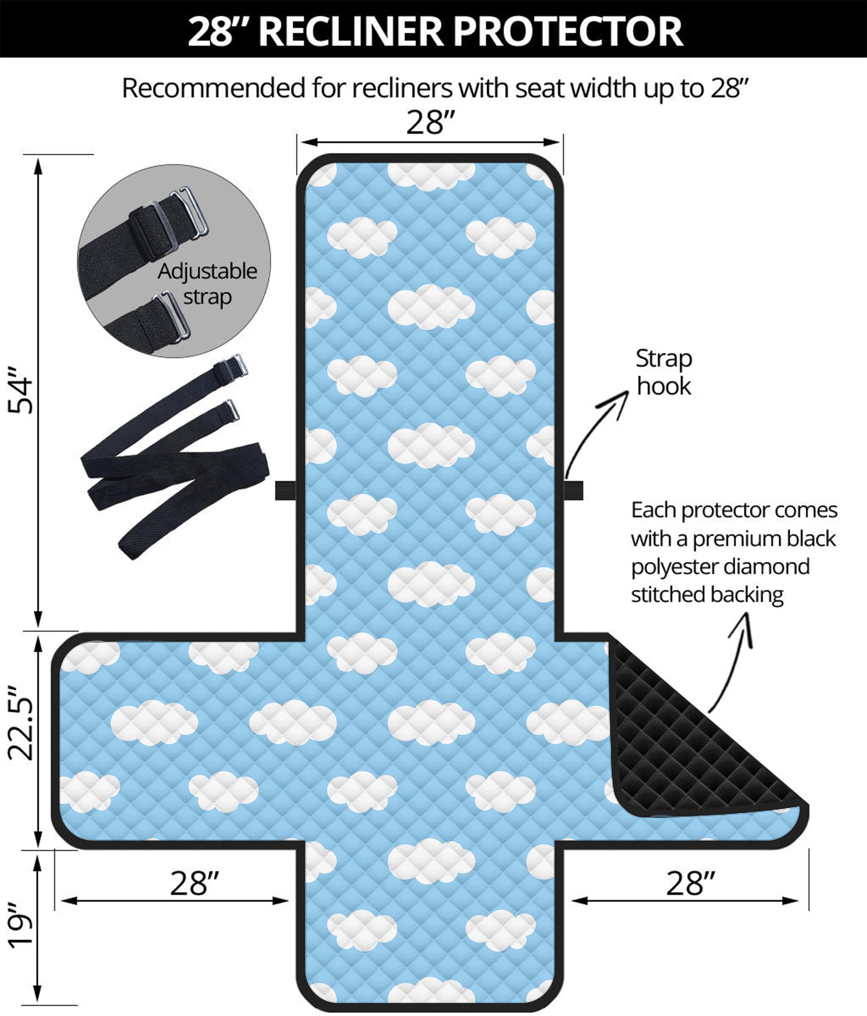 Sky Cloud Pattern Print Recliner Protector