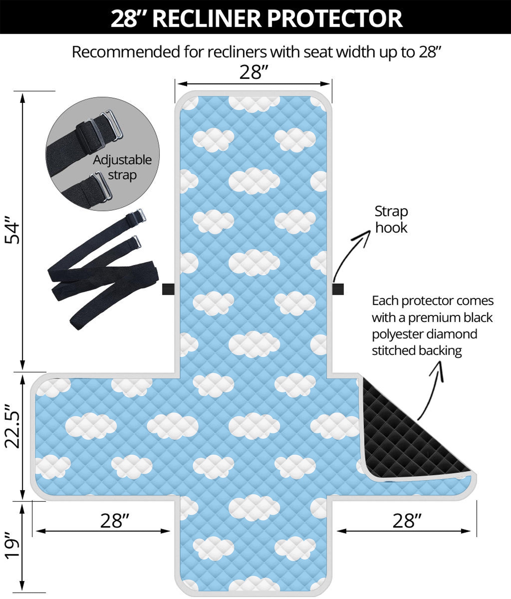 Sky Cloud Pattern Print Recliner Protector