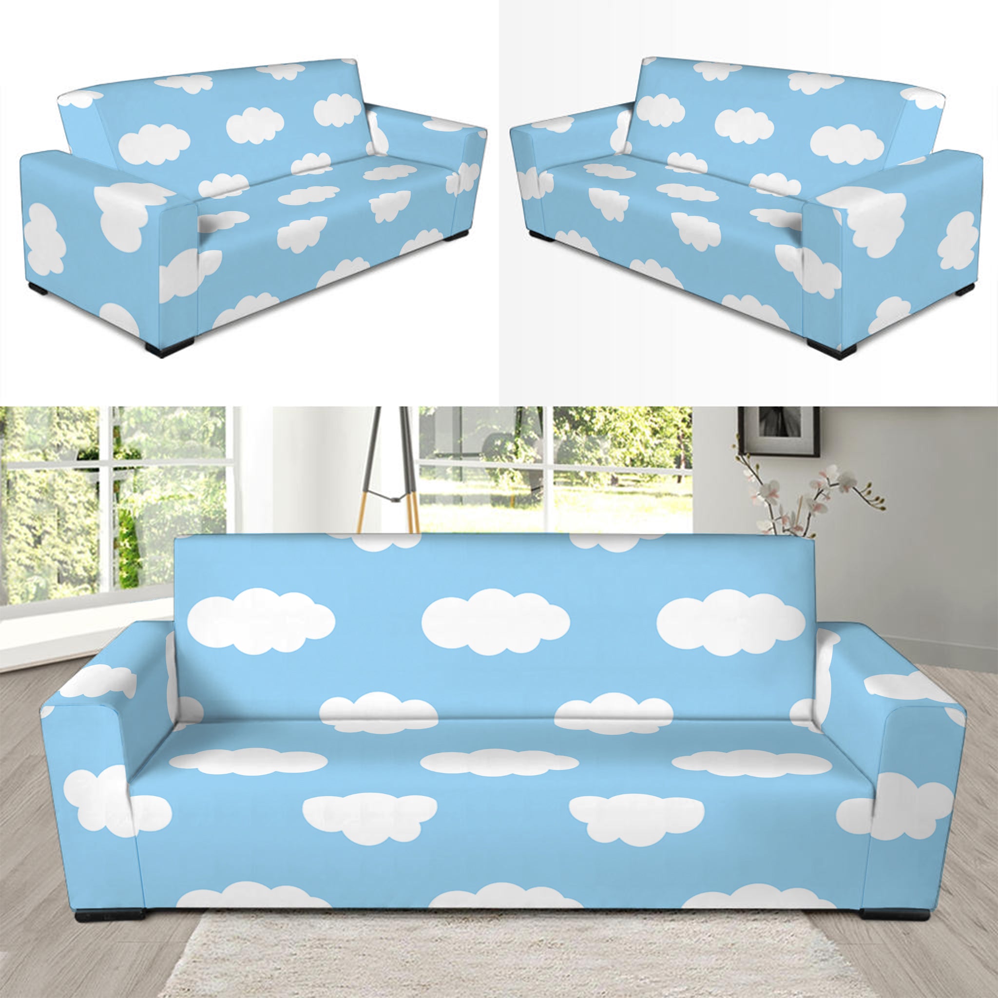 Sky Cloud Pattern Print Sofa Slipcover