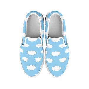 Sky Cloud Pattern Print White Slip On Shoes