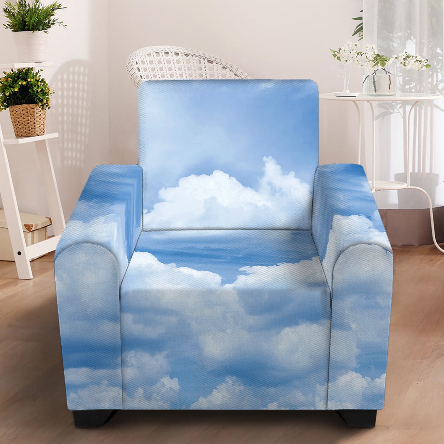 Sky Cloud Print Armchair Slipcover