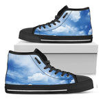 Sky Cloud Print Black High Top Shoes