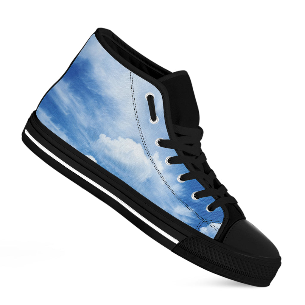 Sky Cloud Print Black High Top Shoes