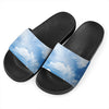 Sky Cloud Print Black Slide Sandals