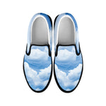 Sky Cloud Print Black Slip On Shoes