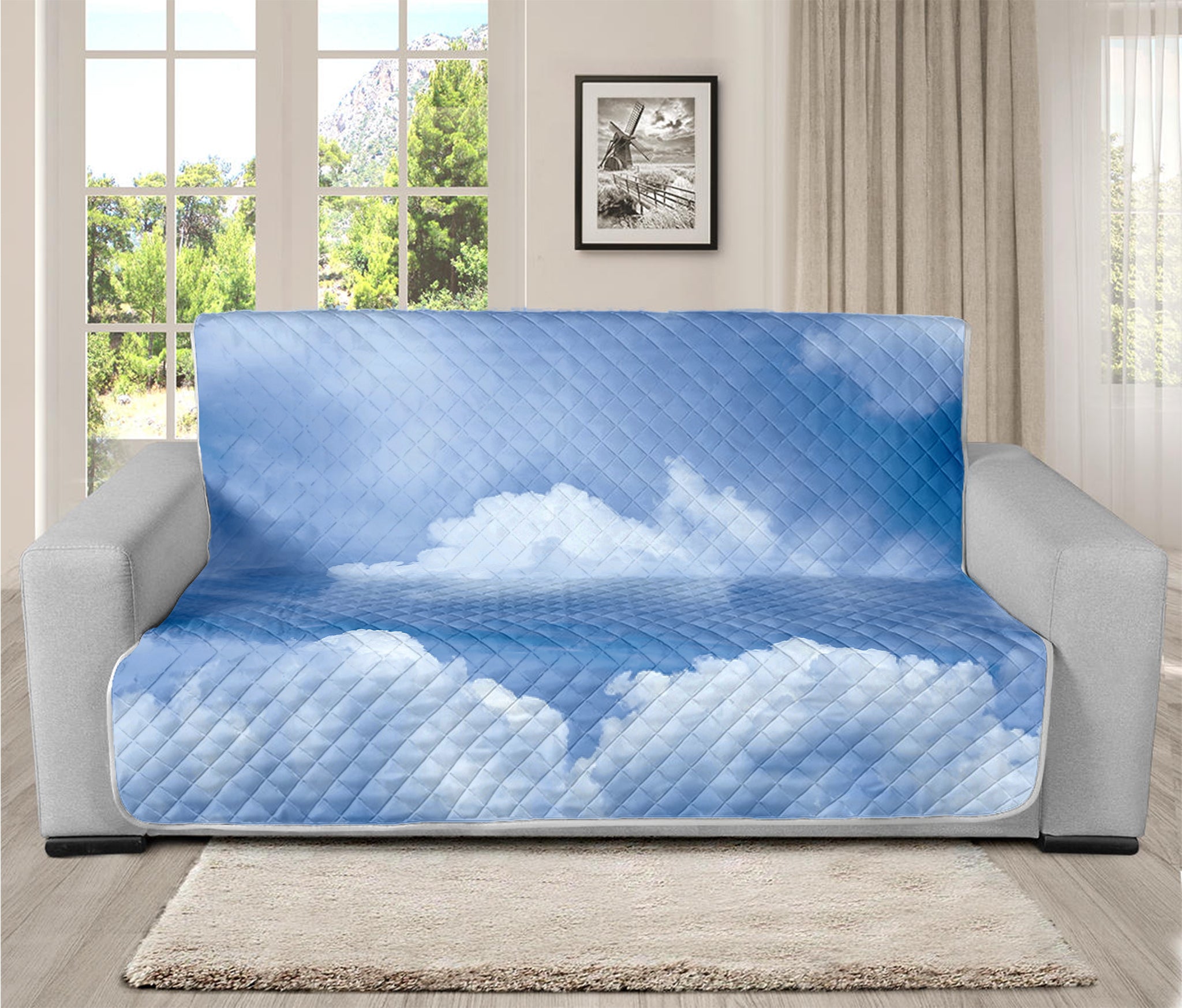 Sky Cloud Print Futon Protector