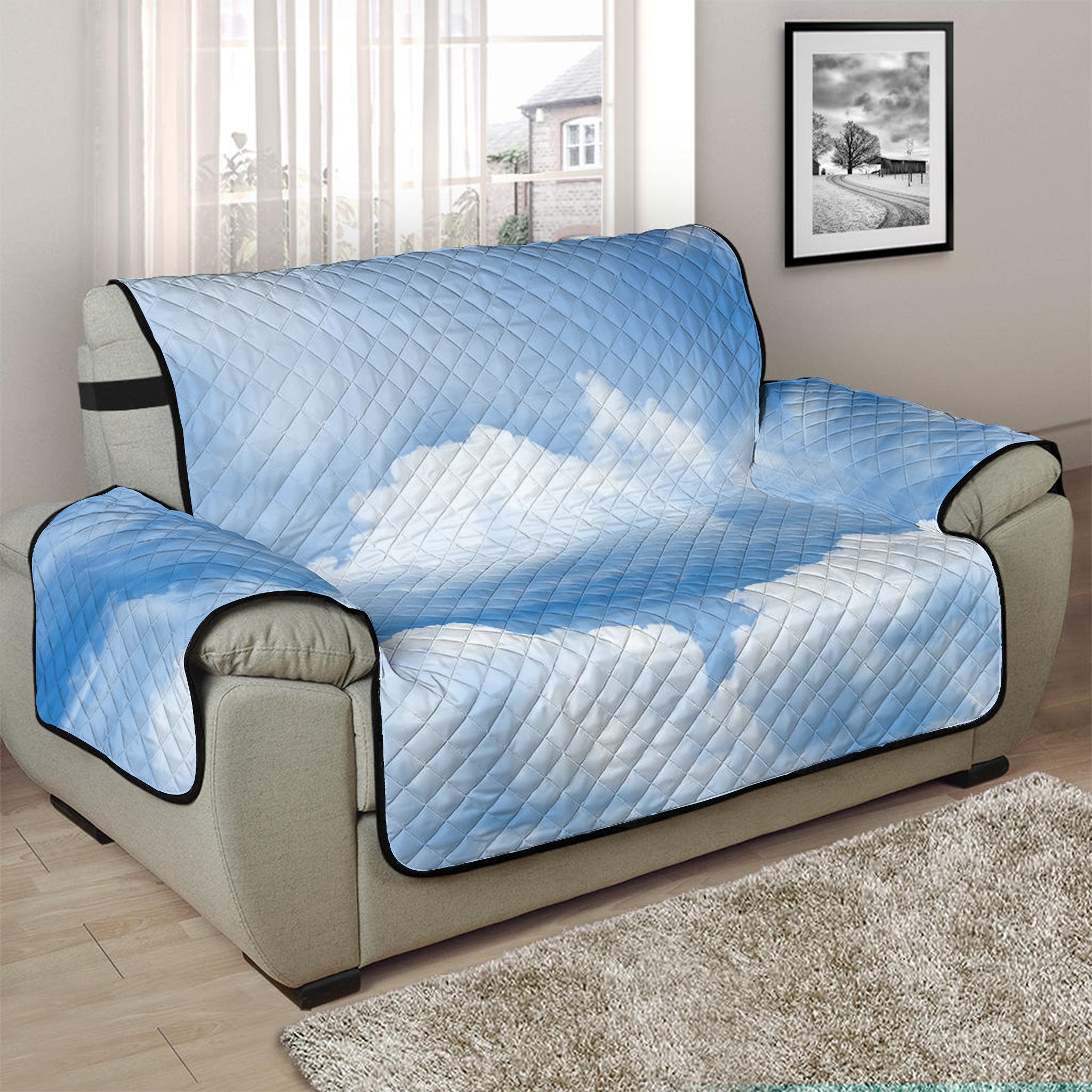 Sky Cloud Print Half Sofa Protector