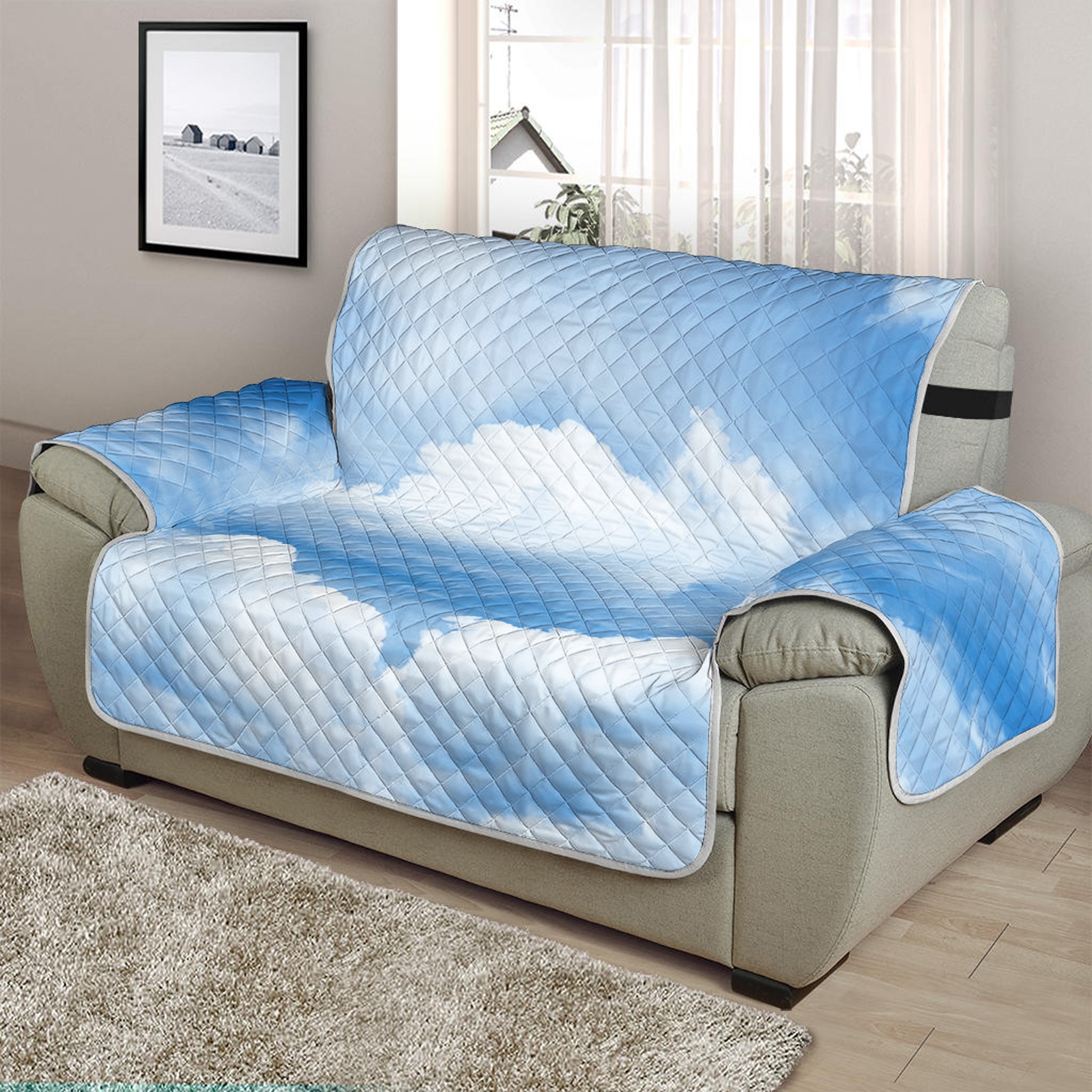 Sky Cloud Print Half Sofa Protector