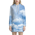 Sky Cloud Print Pullover Hoodie Dress