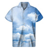 Sky Cloud Print Men's Short Sleeve Shirt