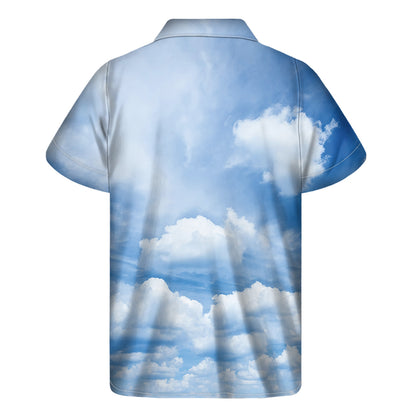 Sky Cloud Print Men's Short Sleeve Shirt
