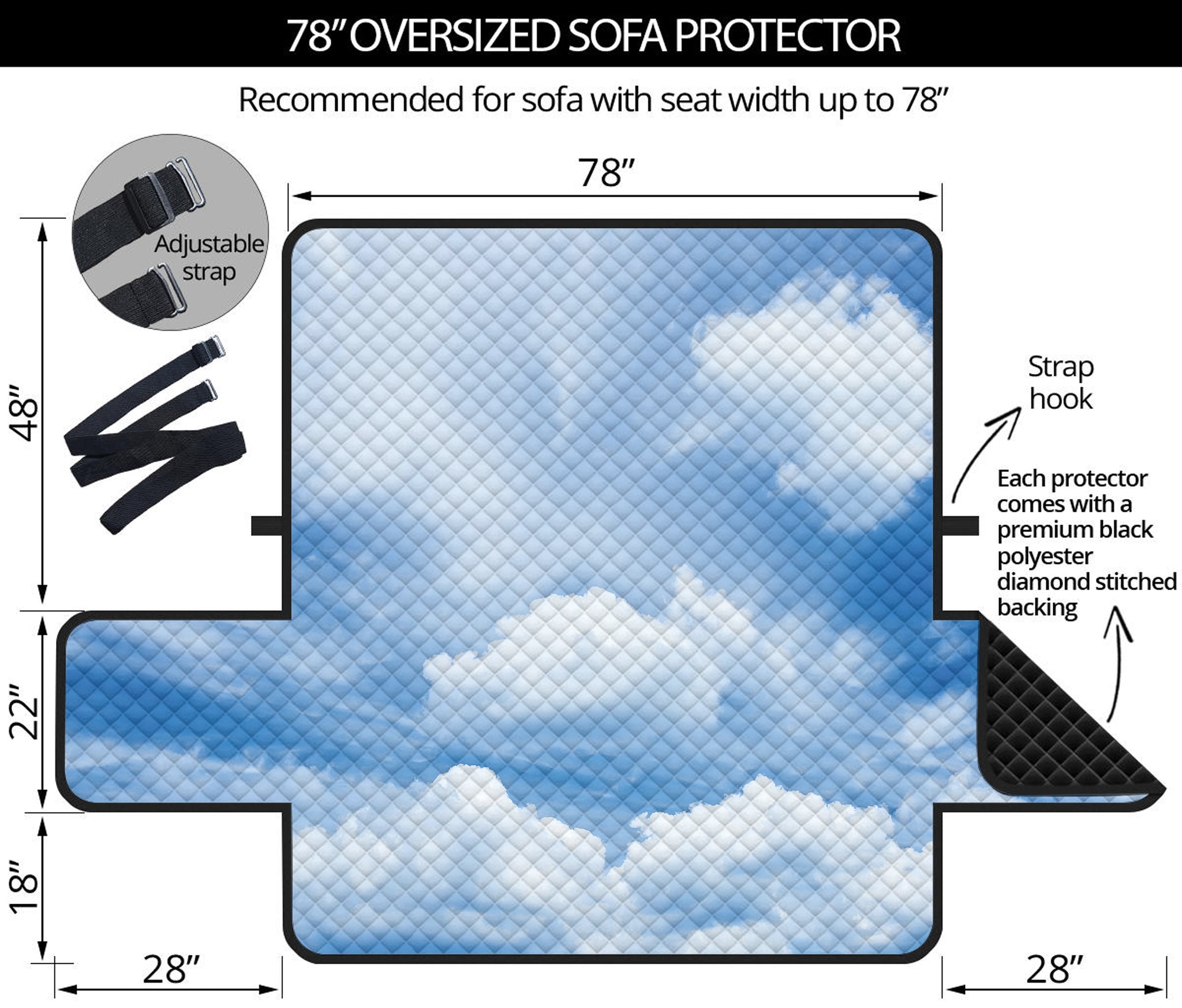 Sky Cloud Print Oversized Sofa Protector