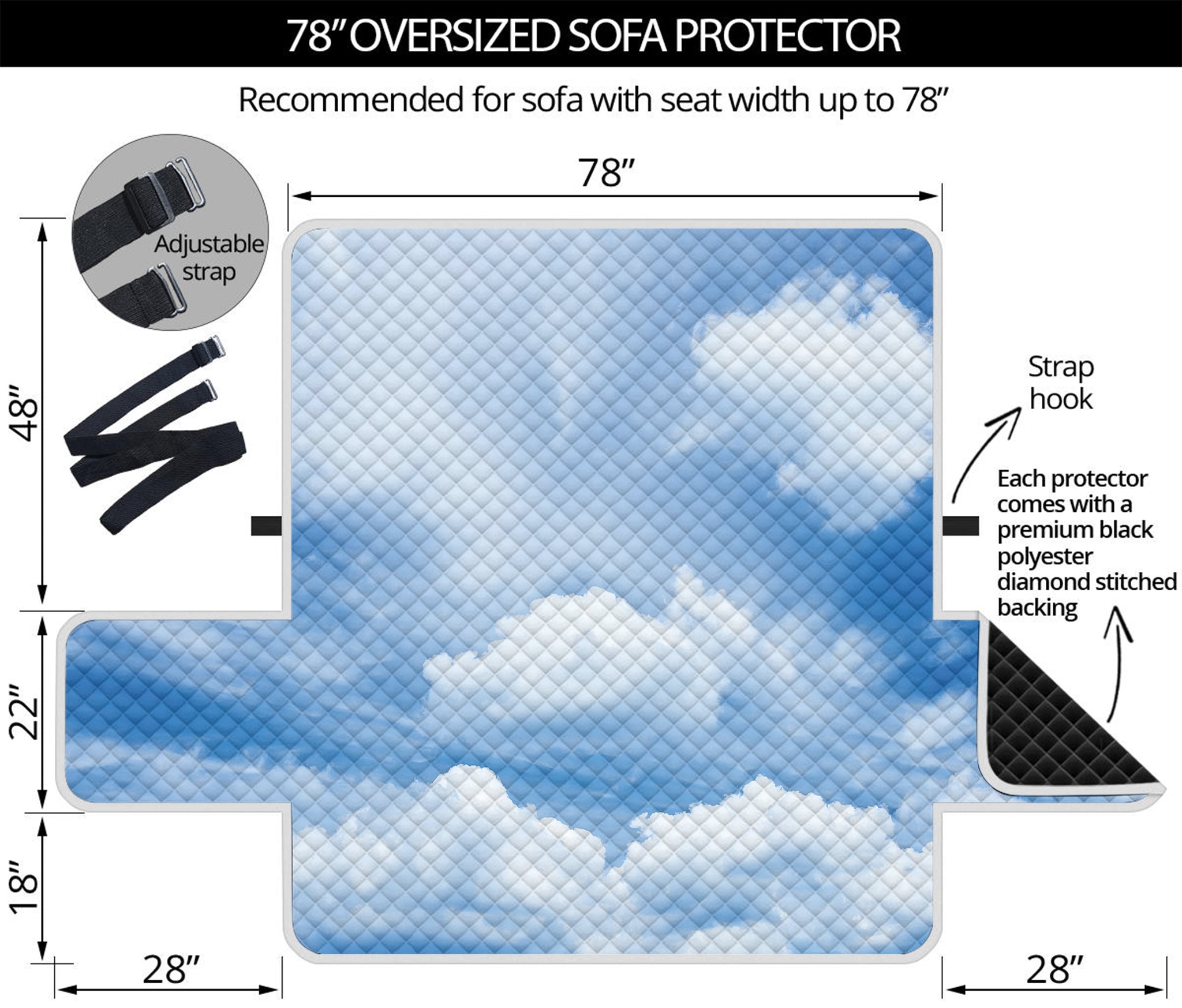 Sky Cloud Print Oversized Sofa Protector