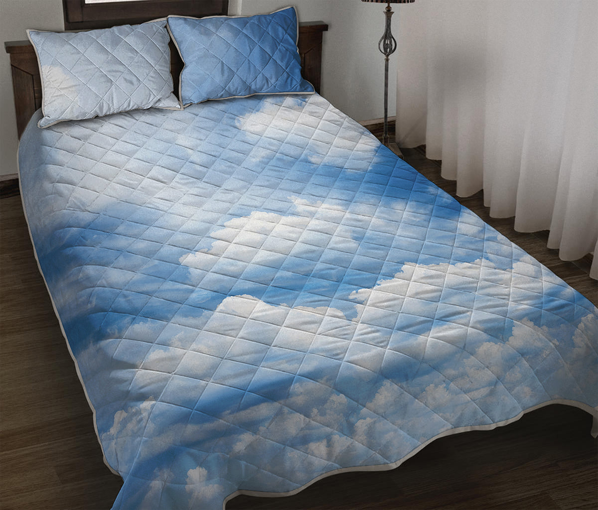 Sky Cloud Print Quilt Bed Set