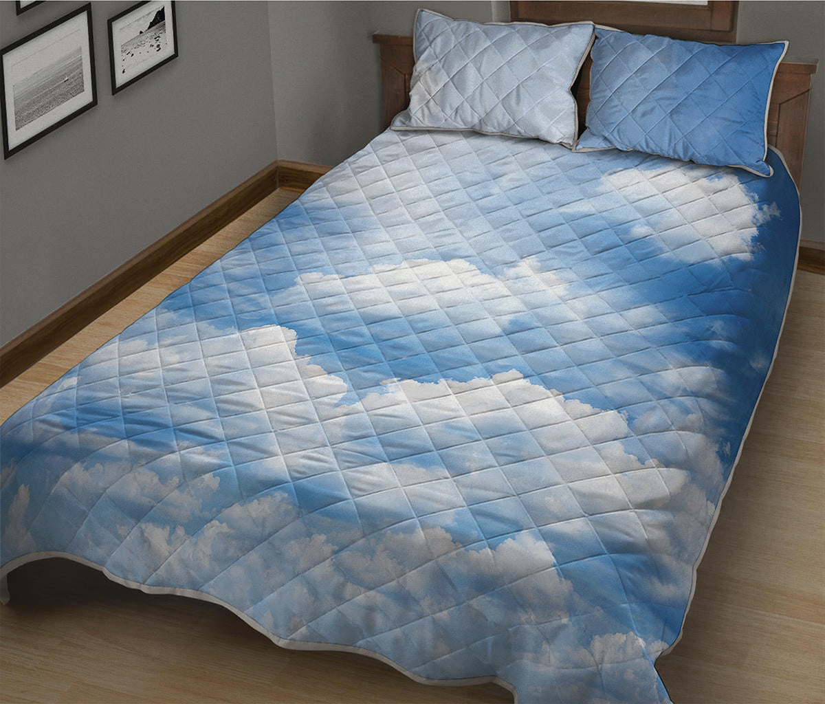 Sky Cloud Print Quilt Bed Set