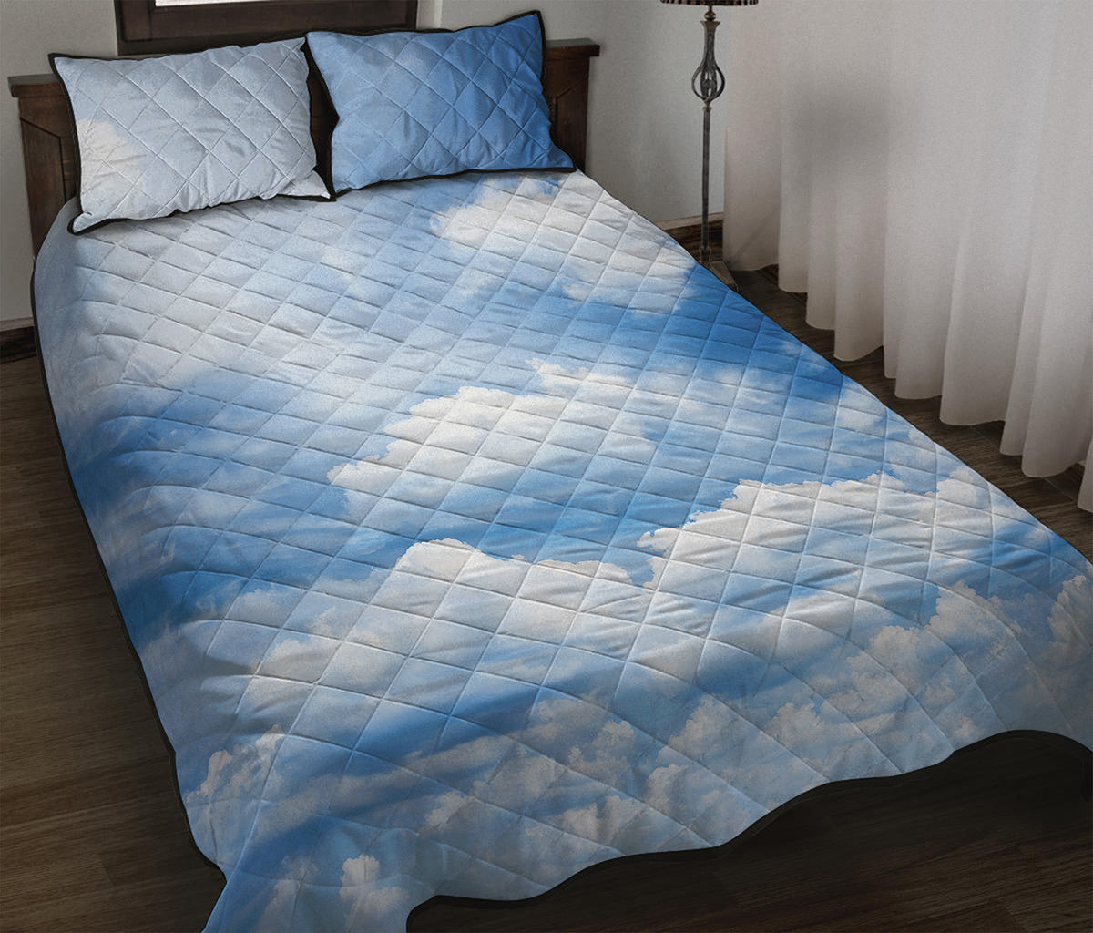 Sky Cloud Print Quilt Bed Set