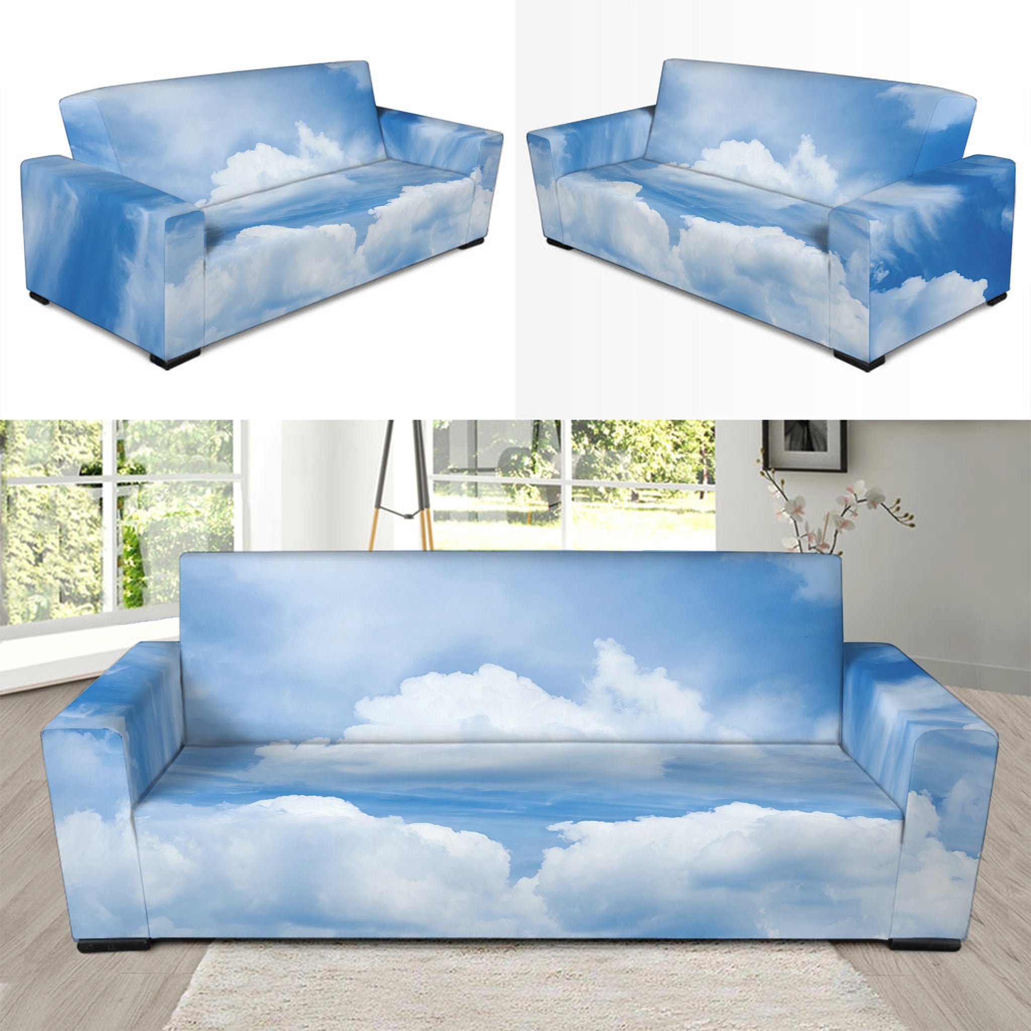 Sky Cloud Print Sofa Slipcover