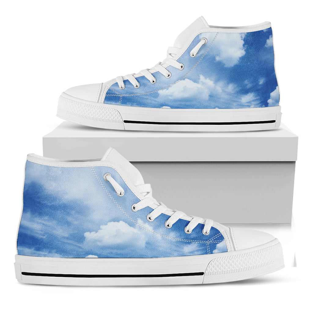 Sky Cloud Print White High Top Shoes