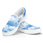 Sky Cloud Print White Slip On Shoes