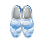 Sky Cloud Print White Slip On Shoes