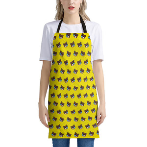 Sleeping Bear Emoji Pattern Print Apron