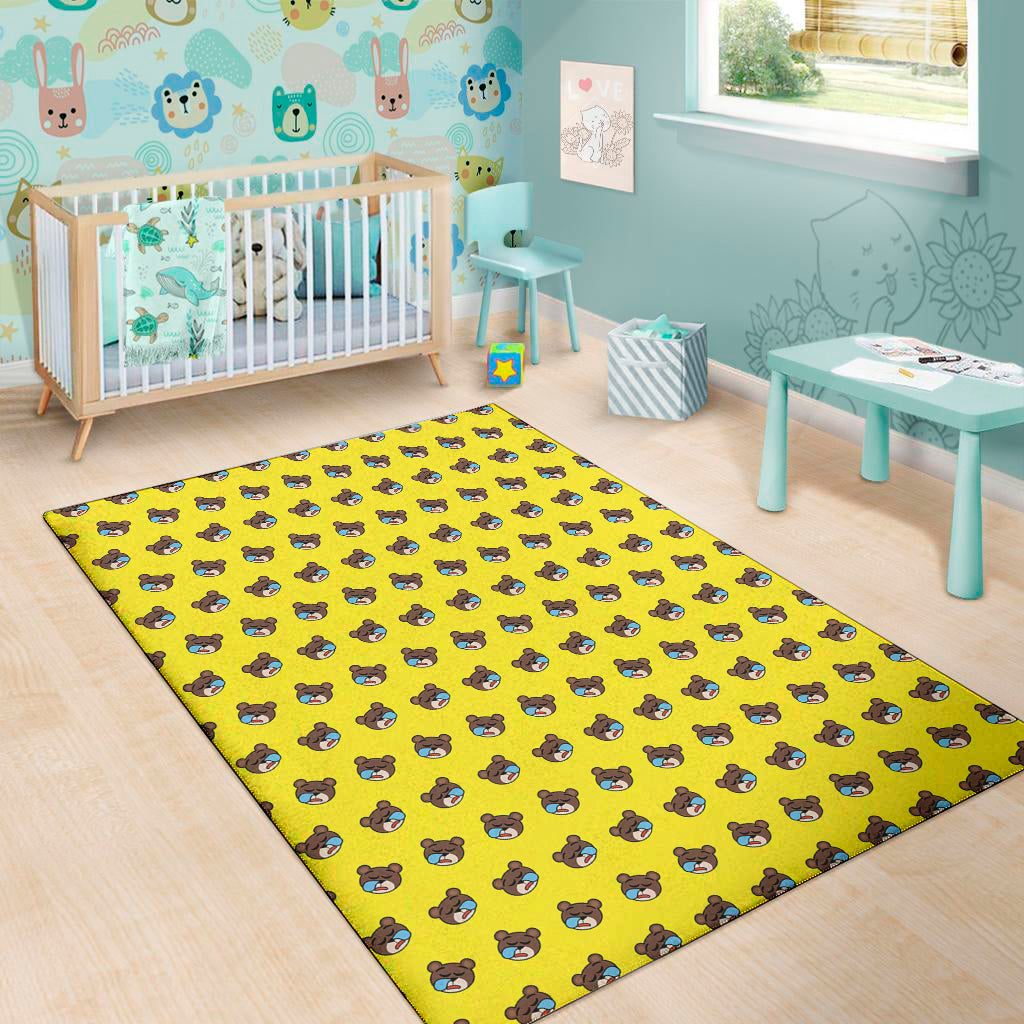 Sleeping Bear Emoji Pattern Print Area Rug