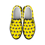 Sleeping Bear Emoji Pattern Print Black Slip On Shoes