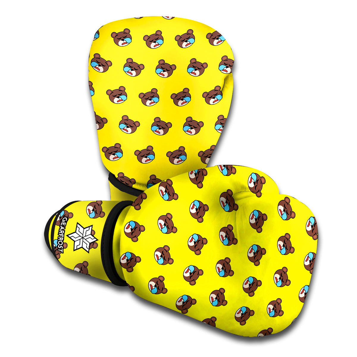 Sleeping Bear Emoji Pattern Print Boxing Gloves