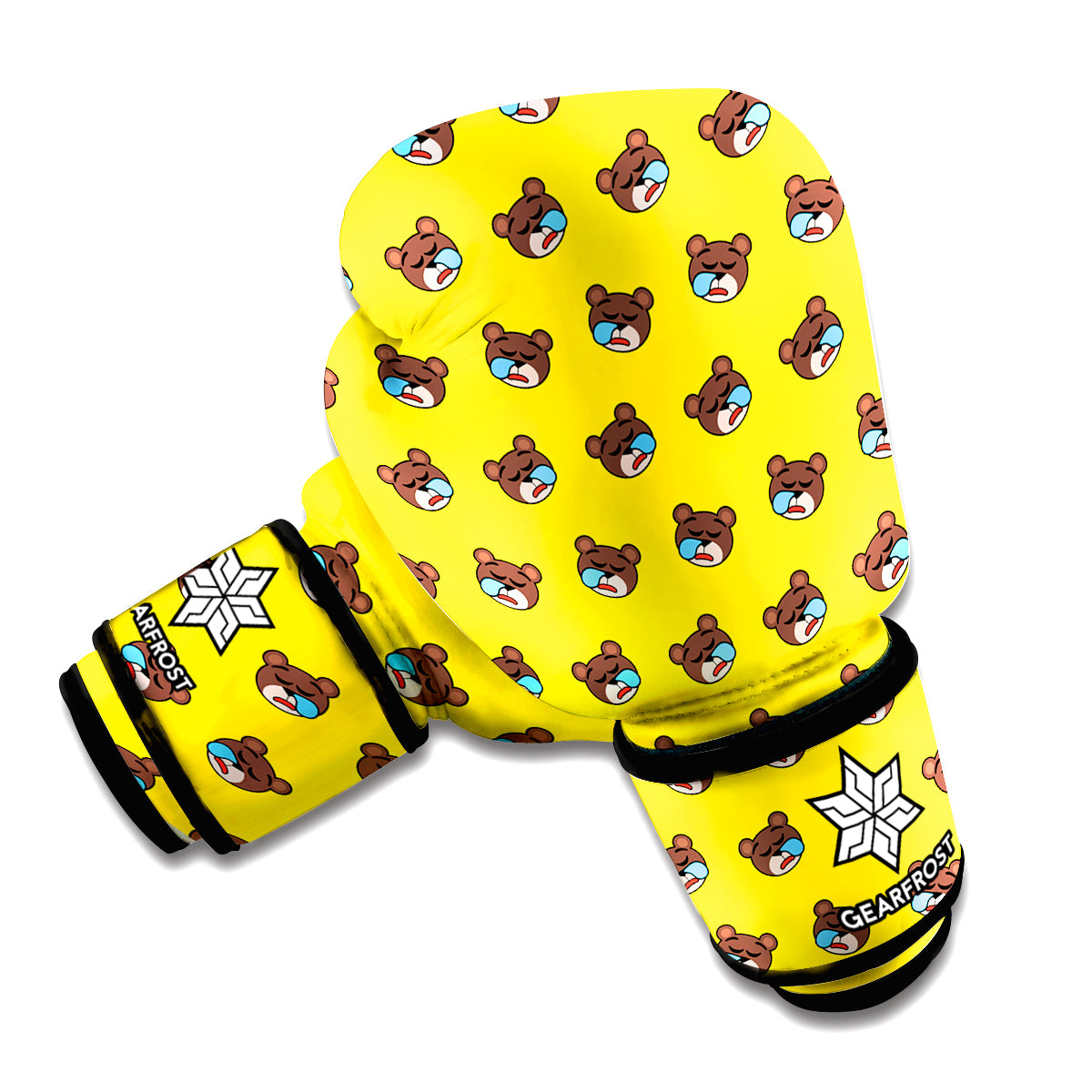 Sleeping Bear Emoji Pattern Print Boxing Gloves