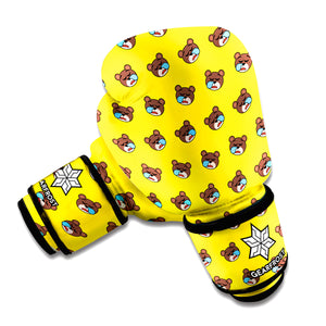 Sleeping Bear Emoji Pattern Print Boxing Gloves