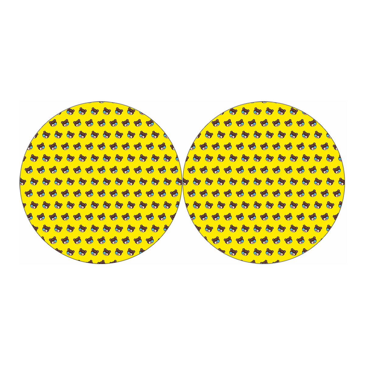 Sleeping Bear Emoji Pattern Print Car Coasters
