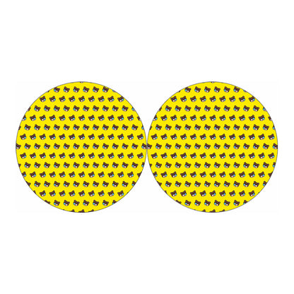 Sleeping Bear Emoji Pattern Print Car Coasters